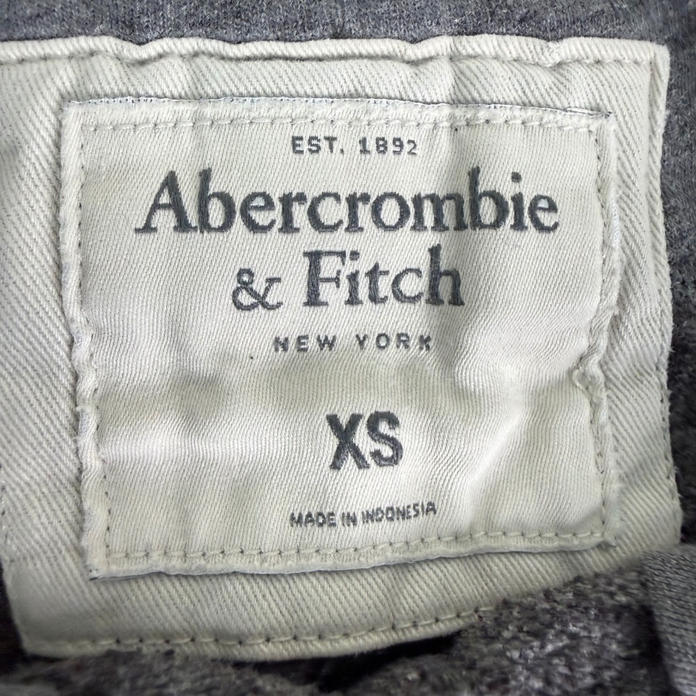 Abercrombie & Fitch Mens XS Gray Heritage Logo Fleece Sweat Shorts Raw Hem 0339 - Picture 2 of 6
